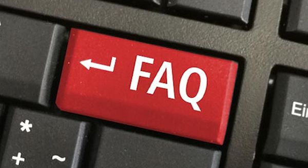 Entertaste einer Tastatur mit der Beschriftung FAQ