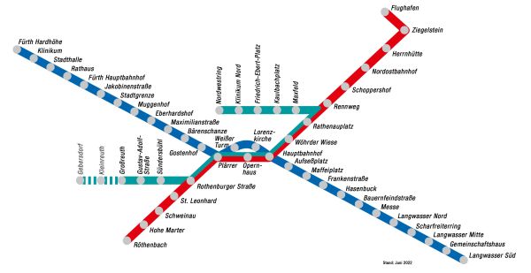 stilisiertes U-Bahn-Netz mit den Bauabschnitten der U3 stilisiertes U-Bahn-Netz mit den Bauabschnitten der U3