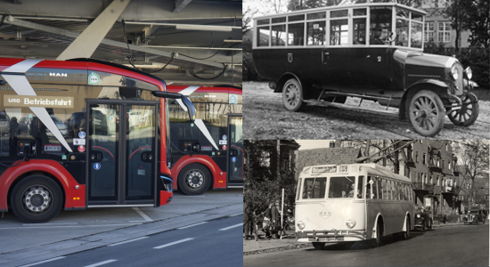 Collage Erster Bus bis eBus