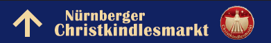 Hinweisschild zum Christkindlesmarkt: links Geradeaus-Pfeil, Mitte Schriftzug Nürnberger Christkindlesmarkt, rechts Logo des Nürnberger Christkindlesmarktes
