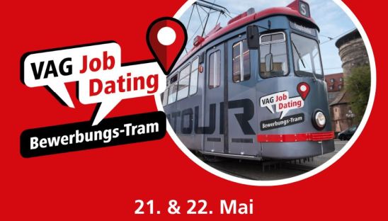 Werbebild für das Job-Dating in der Bewerbertram