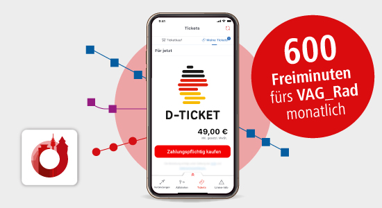 Das Deutschlandticket in der NürnbergMOBIL-App ab dem 3.April zu kaufen