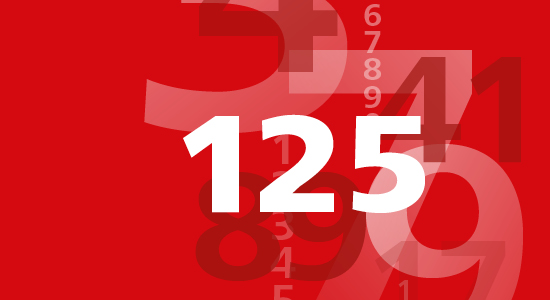 Roter Hintergrund mit weißer 125